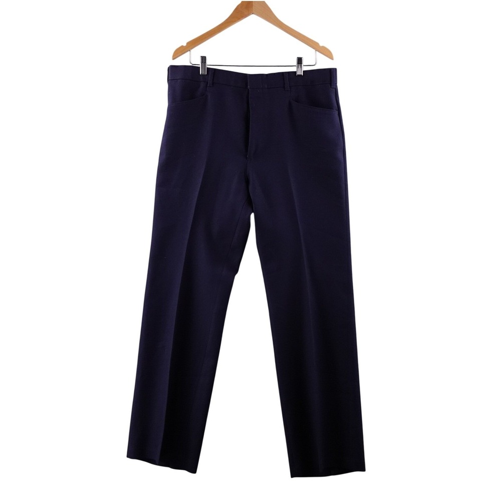 Vintage Levi's Menswear Action Slacks Flat Front Dark Navy Pants Size 36x30